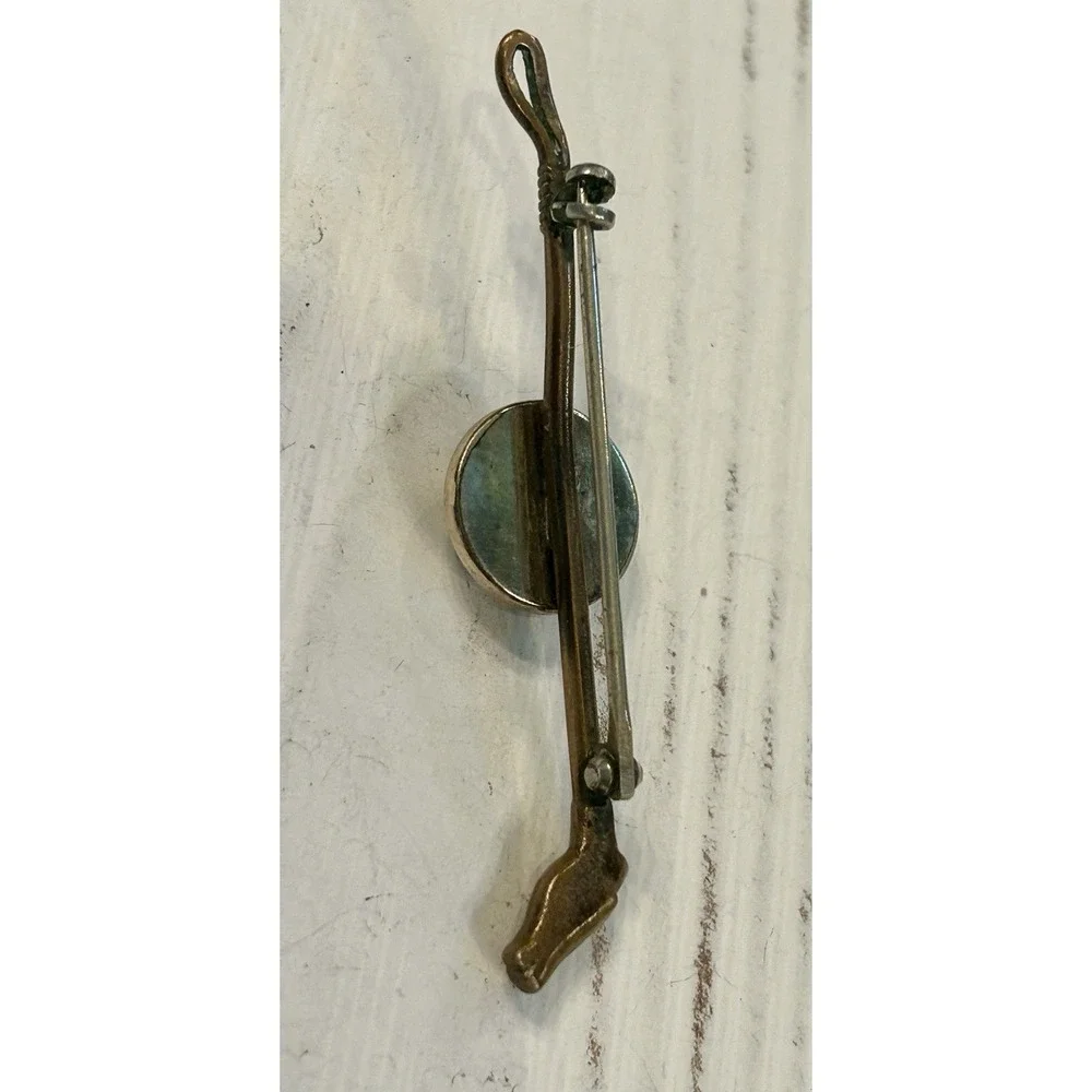 Antique VTG Intaglio Reverse Essex Crystal Horse Jockey Bar Pin Derby   C-Clasp